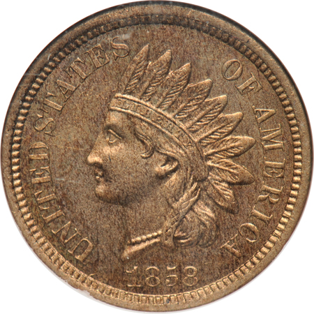 Judd-208: 1858 Cent, NGC PF-65.