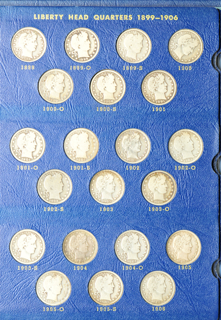 Collection of Barber quarters in a Whitman album.