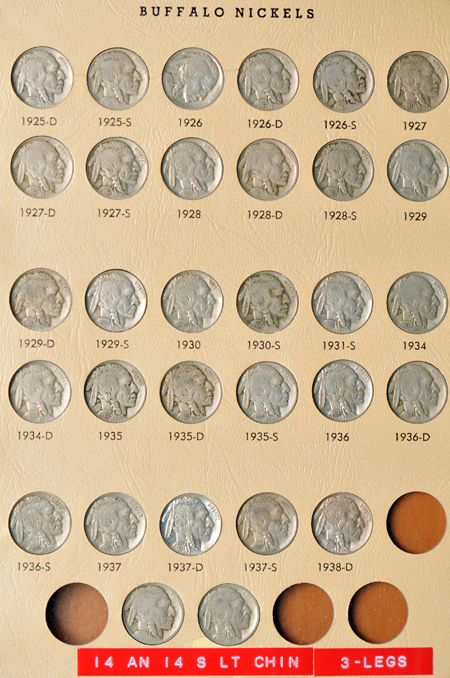 Collection of Buffalo nickels in a Dansco 7112 album.