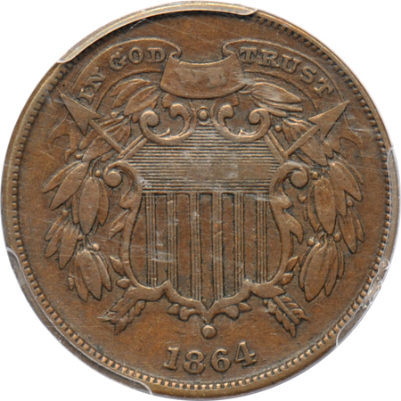 1864 Small Motto. PCGS XF-40.