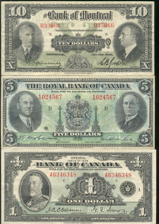 Canada - Three smaller type notes, as described.