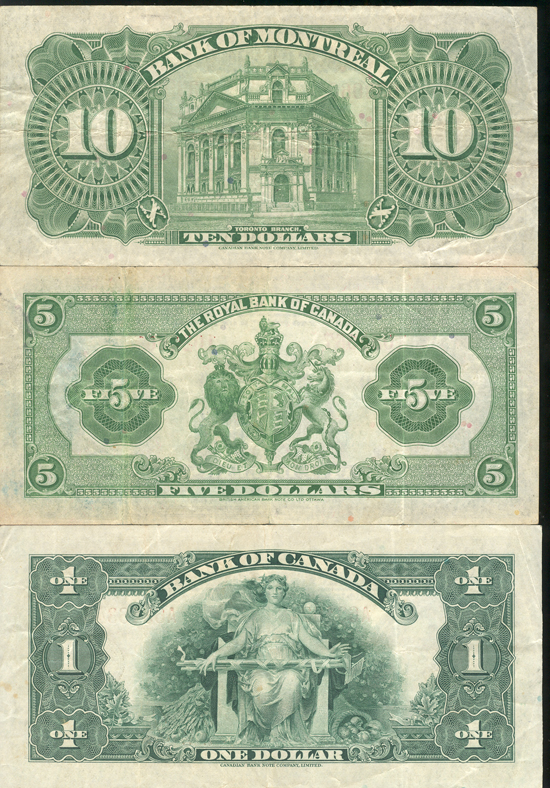 Canada - Three smaller type notes, as described.