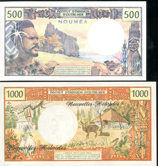 New Hebrides - Institut D'Emission - Four High Denomination Notes.