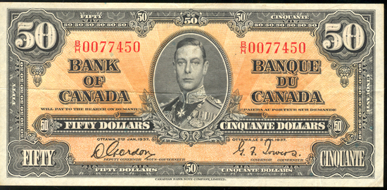 Canada - Seven small size type notes, as described.