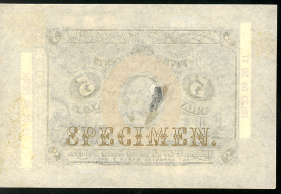 5-cent Second Issue Front Proof, Wide Margins, GemCU.