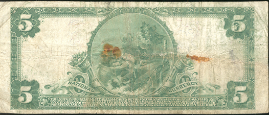 1902 $5 Woodsville, NH Charter# 5092 Blue Seal F/staining.