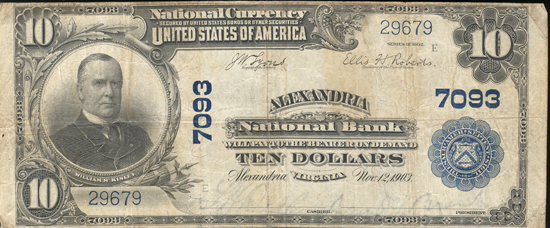 1902 $10 Alexandria, VA Charter# 7093 Blue Seal F.