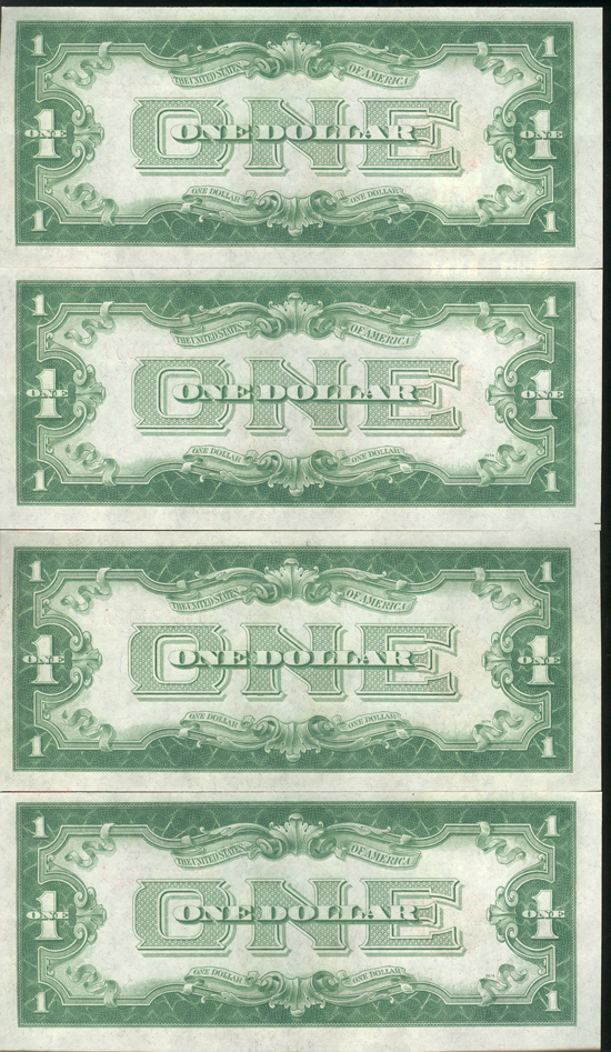 Run of four 1928 $1 CHCU.