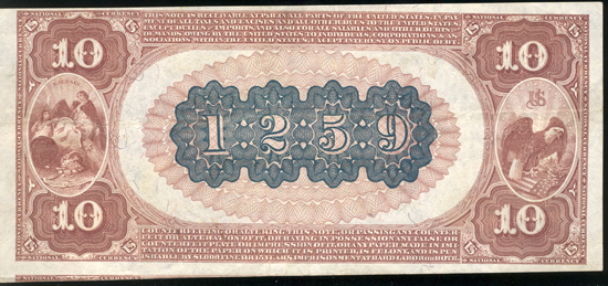 1882 $10 Hackettstown, NJ Charter# 1259 Brown Back VF.