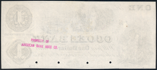 $1 Obsolete Banknote, Ocoee Bank, Cleveland, TN PCGS AU-58/hole punch cancelled.