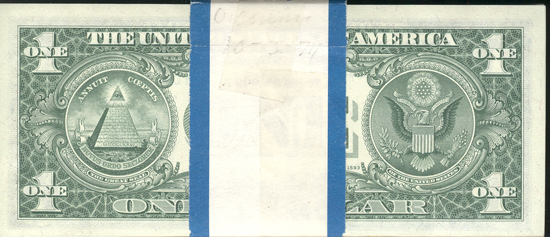 Pack of a hundred 1969-D $1 St. Louis Stars, all CHCU.