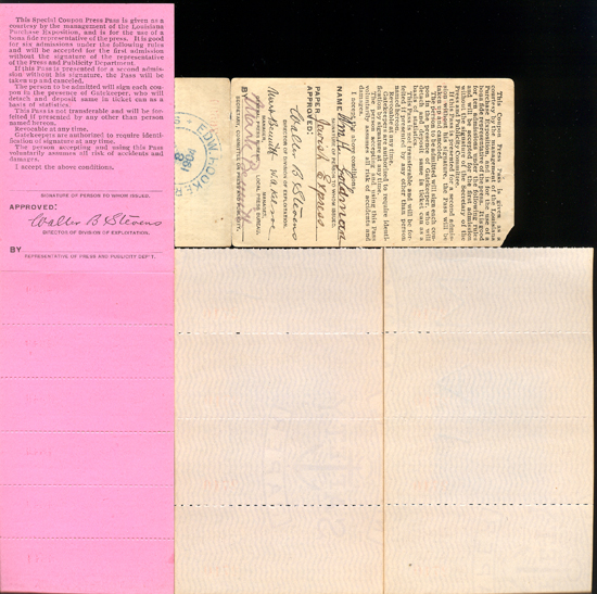 Group of passes from the Louisiana Purchase Exposition