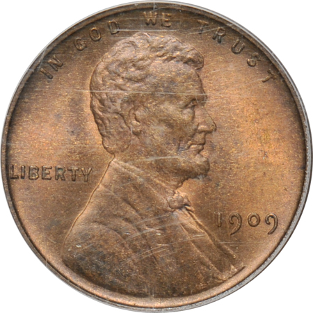 Five certified Lincoln cents, as described