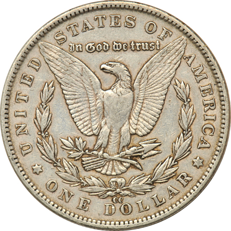 Collection of Morgan silver dollars, 1878 through 1890-CC, in a Dansco 7178 album.