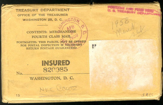 1958 Mint Set, (minus dime),  in original government envelope.