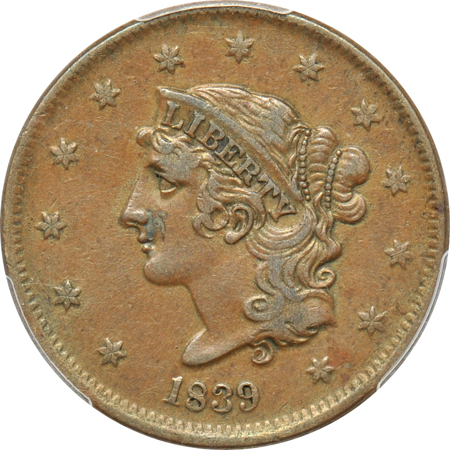 1839 Booby Head PCGS XF-45.