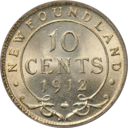 Newfoundland - 1912 10-cents PCGS MS-66.