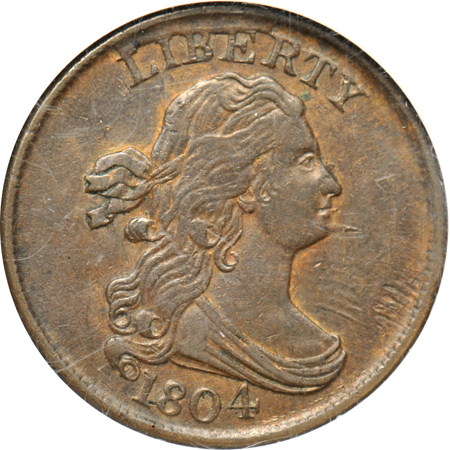 1804 Spiked Chin NGC AU-53 BN.