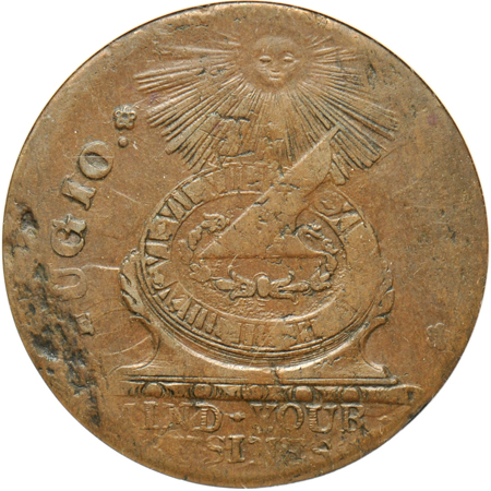 1787 Fugio copper, STATES UNITED 4 CINQ (K-13X) ANACS VF-30.