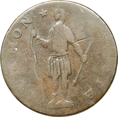 1788 Massachusetts cent, no period, F.