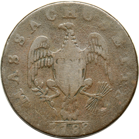 1788 Massachusetts cent, no period, F.