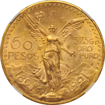 Mexico - 1921 50-pesos, NGC MS-63.