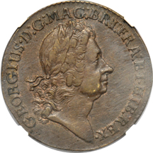1722 Rosa Americana Twopence, Period After REX, NGC XF-40 BN.