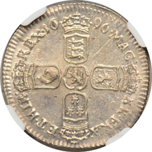 Great Britain - 1696 sixpence, NGC MS-63.
