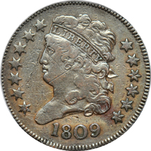 1809 Normal Date (C-1, Die State 2, R.5) VF details/as described.