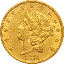 1874 PCGS AU-53.