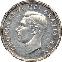 Canada - 1948 Silver Dollar NGC UNC details/surface hairlines.