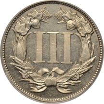 Judd-615: 1868 Three-Cent Nickel (R.5), PCGS PF-64.