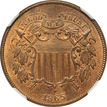 1865 NGC MS-66 RB.