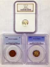 Three U.S. type coins graded MS-64.