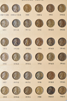 Collection of Lincoln cents, 1909 through 1958-D (no 1922 plain), in a Dansco 7100 album.