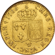 France - 1786-W Louis D'or VF details/hairlines.