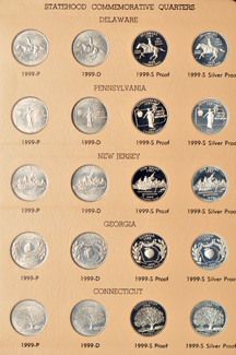 Statehood quarters in four albums.