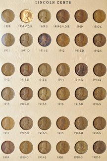 Collection of Lincoln cents in a Dansco 7100 album.