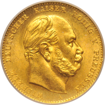Germany - Prussia - 1872-A 10-mark, .1152 oz. gold, PCGS MS-65.
