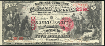 1875 $5 Carrollton, IL Charter# 2390 Scallops XF.