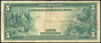 1914 $5 Blue Seal St. Louis Star F-15/minor stains.