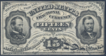 15-cent Third Issue Front Proof PMG CHCU-63/previously mounted.