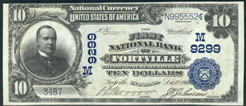 1902 $10 Fortville, IN Charter# 9299 Blue Seal PCGS CU-62.