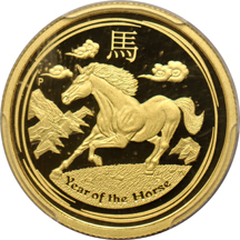 Australia - 2014 1/4oz Gold Lunar Year of the Horse PCGS PF-70DCAM.