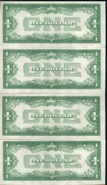 Run of four 1928 $1 CHCU.