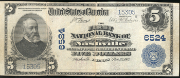 1902 $5 Nashville, IL Charter# 6524 Blue Seal VF.