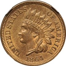 1864 Bronze NGC MS-64 BN.