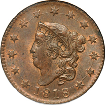 1818 (N-10) NGC MS-62 RB.