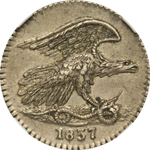 1837 Feuchtwanger cent NGC MS-61.