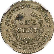 1837 Feuchtwanger cent NGC MS-61.